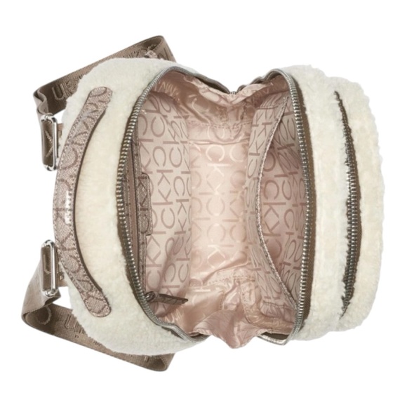 Calvin Klein Sherpa Backpack 🤍 Monogram CK Logo & Multiple Pockets 🎒 - Picture 5 of 17